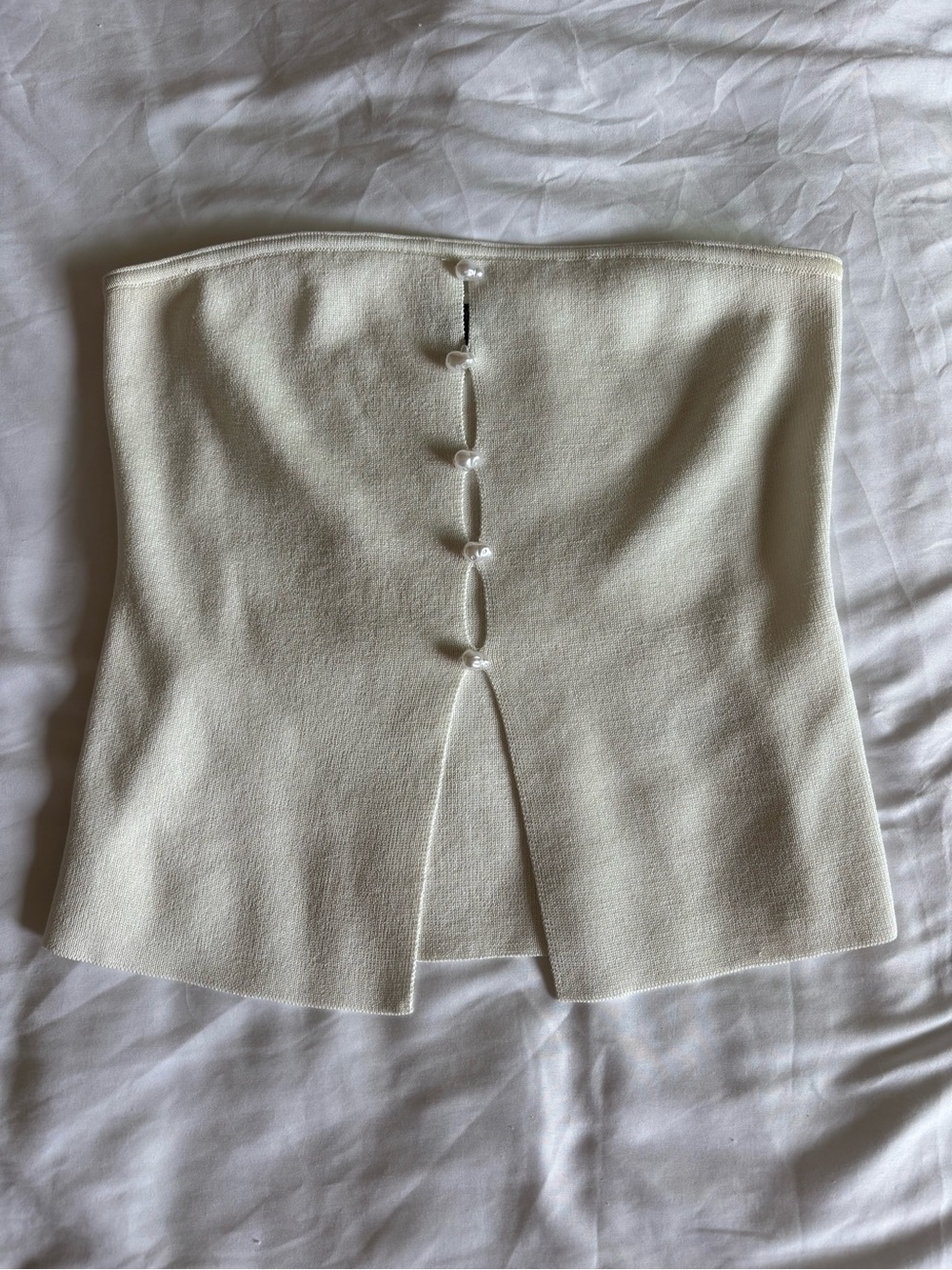 Pearl detailed strapless top